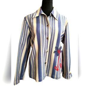Vintage Sag Harbor Sport Denim Chambray Stripes button up Small